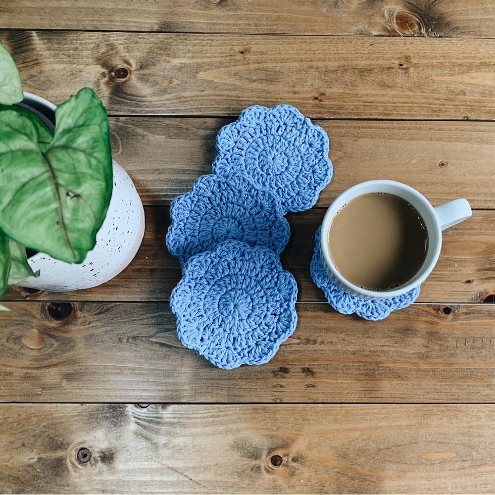Crochet flower coasters